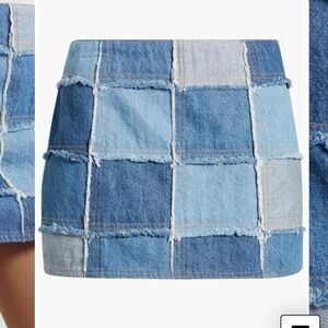 Frame Denim Blue Patchwork Mini Skirt